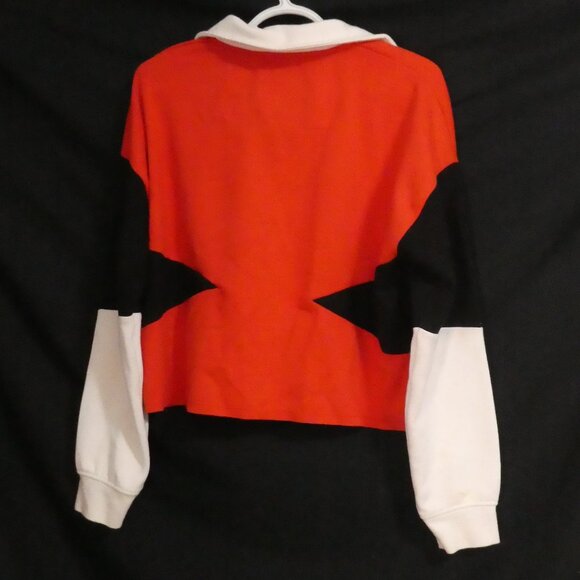 GENETIC APPAREL | small | Red Cropped Sweatshirt | Black and White Pieces - Picture 2 of 14